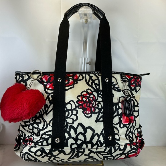 Coach Y2K Poppy Graffiti‎ Daisy Floral Hand Tote Crossbody Satin Bag - Picture 2 of 13